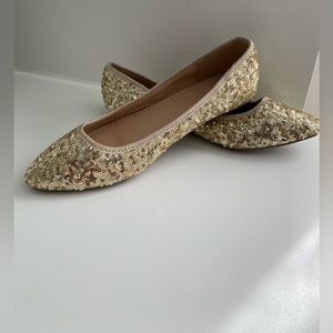 Old Navy Women’s Sparkly Gold Sequin Ballet Flats Size 7
